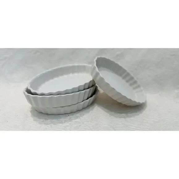 BonJour 4-oz Creme Brulee Ramekins Set of 4 Oval Shaped White - Picture 3 of 8